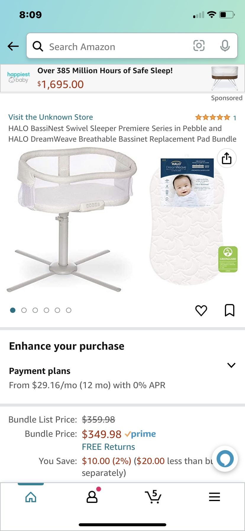 Halo Infant Swivel Bassinet With Accessories