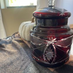 Bohemian Ruby Bisquit Jar 