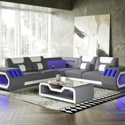 ‼️Flash Sale 💲💲💲‼️3PC LED Enchanted Leather Sectional 