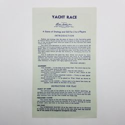 Yacht Race Game Instructions 1961 Parker Brothers