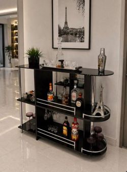 Bar cart , beautiful and elegant with Two Tempered Glass Shelves,bar table ,