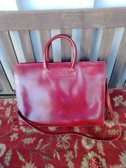 Italian leather briefcase in burgundy from Florence new