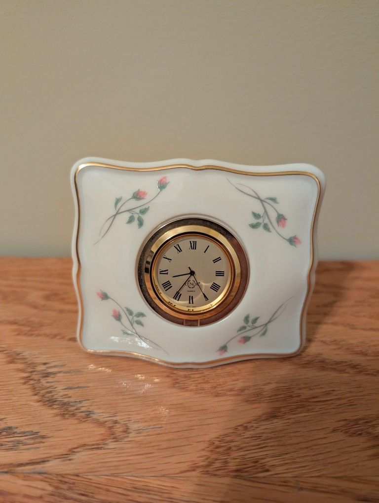 Lenox Rose Manor Small Clock with Pink Roses