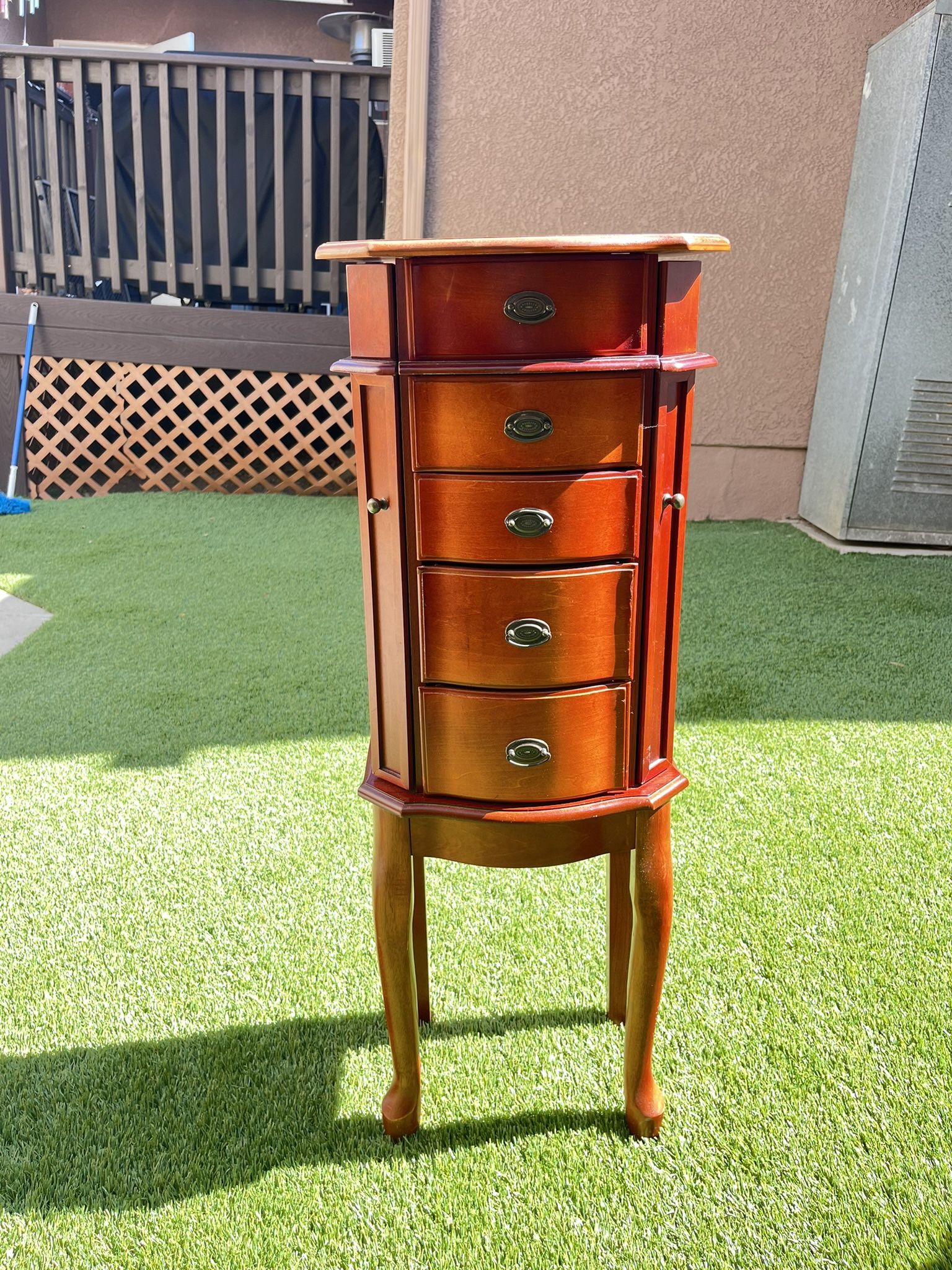 Cherry Wood Stand Alone Jewelry armoire