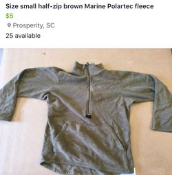 Size small half-zip brown Marine polartec fleece