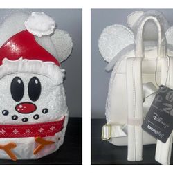 DISNEY Loungefly Mickey SNOWMAN Sequin Mini Backpack (NWT)