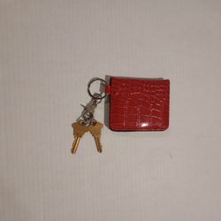 Red crocodile looking keychain wallet 