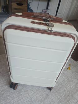​💥 BRAND NEW IN BOX! Retro Creamy White Front-Opening Suitcase Set + Matching Crossbody Bag – ONLY $35! 😱🎉