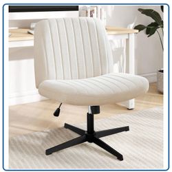 Criss Cross Chair Legged Office Wide Comfy Desk Seat, No Wheels Armless