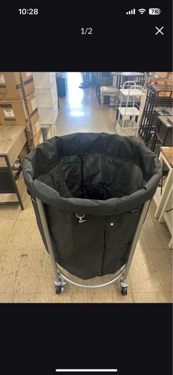 SONGMICS 50.2gal (190 L) Laundry Basket Rolling Heavy-Duty Hamper Cart w/ Steel Frame - Black
