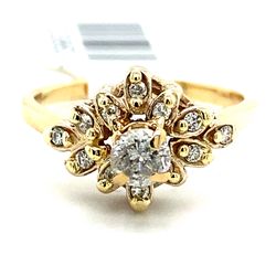 14k Gold Diamond Cluster Ring .25ct Center Size6 3/4 133860 13