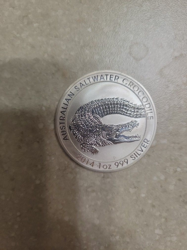 2014 Australian Crocodile 1 Oz 999.9 Silver Coin 
