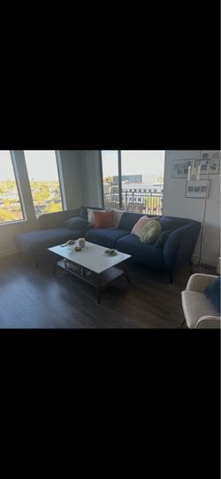 Blue sectional Couch 122in
