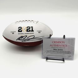 *SIGNED W/COA* Mac Jones Alabama Crimson Tide Championship Game Logo Football