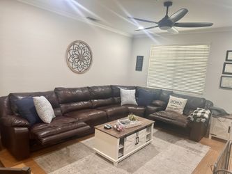 Brown Leather Sectional Recliner Sofa