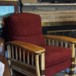 Dark red Bamboo recliner. Excellent condition, Clean, Smoke free home