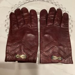 Vintage 60s/70s Etienne Aigner Leather oxblood color Agner Gloves size 7 (unlined)