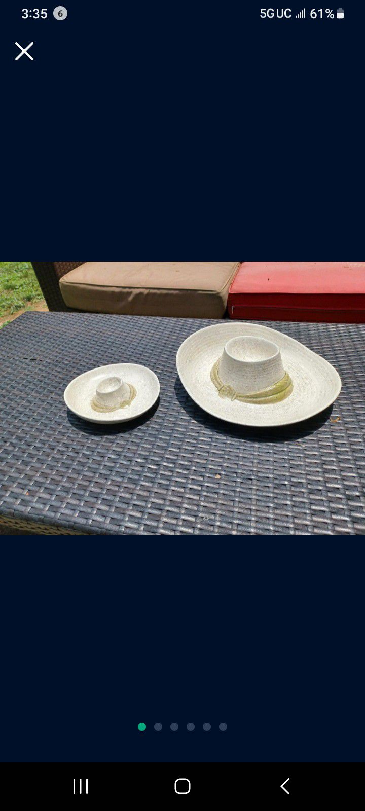 2 Ceramic Chips Salsa Queso Mexican Dish Bowl Sombrero