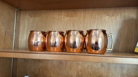 4 copper mugs