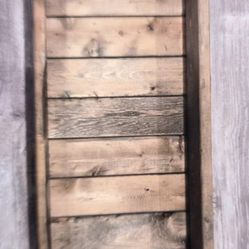 RUSTIC SLATTED WOODEN TRAY W/HANDLES