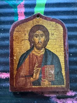 Antique Mini Christ Pantocrator (Greek for "Almighty" or "Ruler of All") is rich with symbolic meaning that defines Orthodox Christian