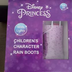 Disney Princess Light Up Rain Boots, New 7/8