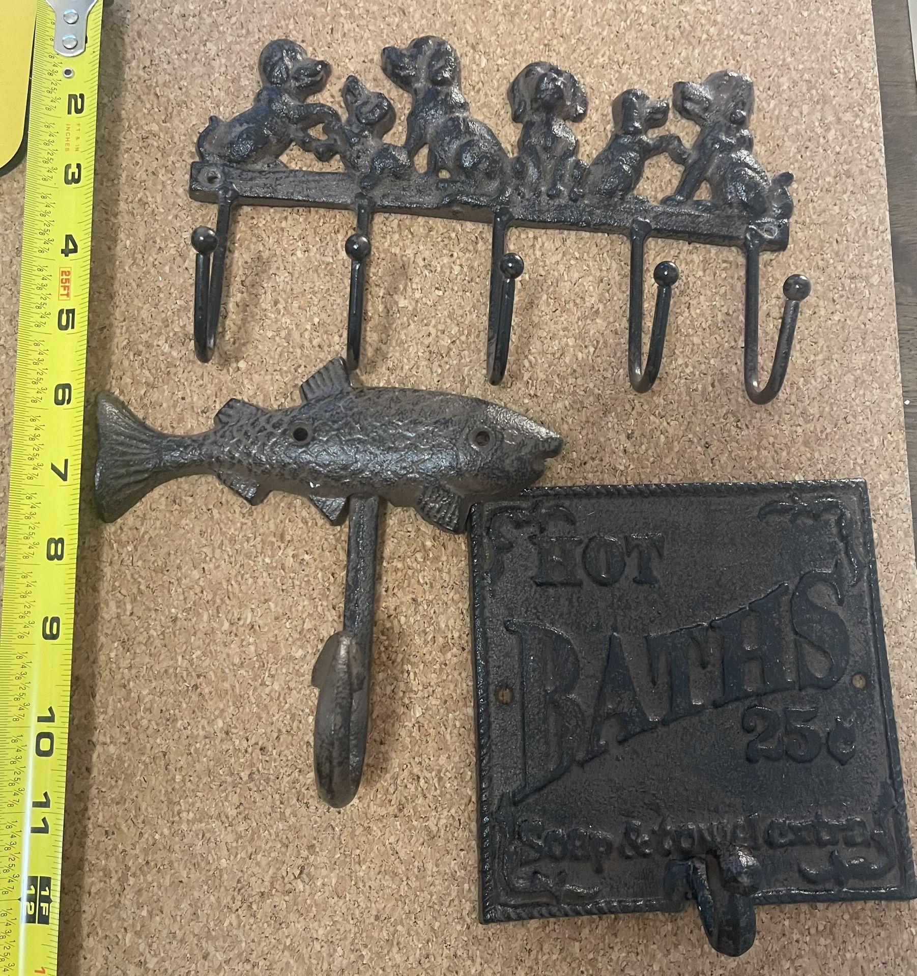 Three Cast iron Figurine Hanger/Hooks