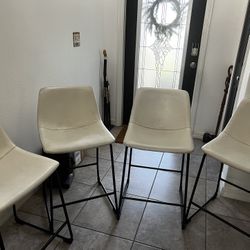 White Faux Leather Counter Height Stools