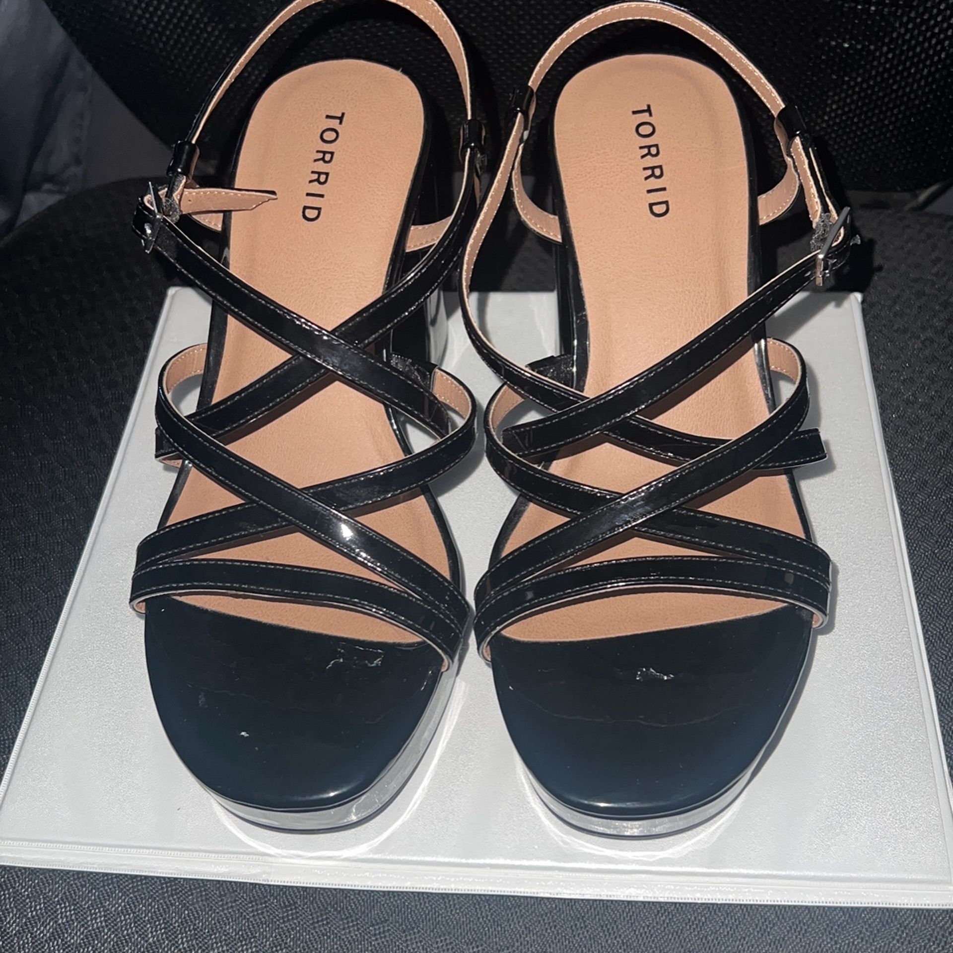 Torrid Black Strappy Platform Heels