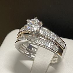 Women’s Engagement Wedding Ring Set Sterling Silver With 3A CZ Size 4.5.6