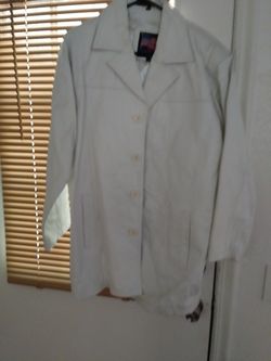 White leather jacket..size L