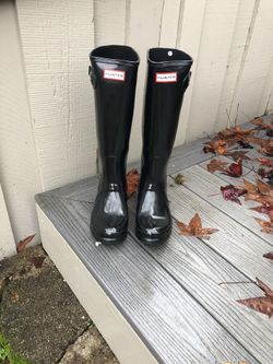 Tall Hunter Boots - Black Glossy - Size 7