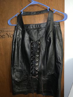 Black Leather top & skirt