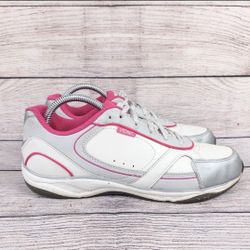 Vionic Womens Zen Orthoheel White Gray Leather Active Walking