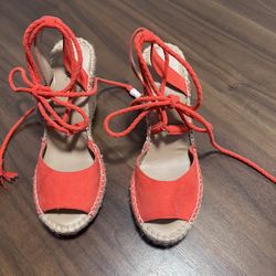 Wedge Espadrille - Lace Up Orange Size 8