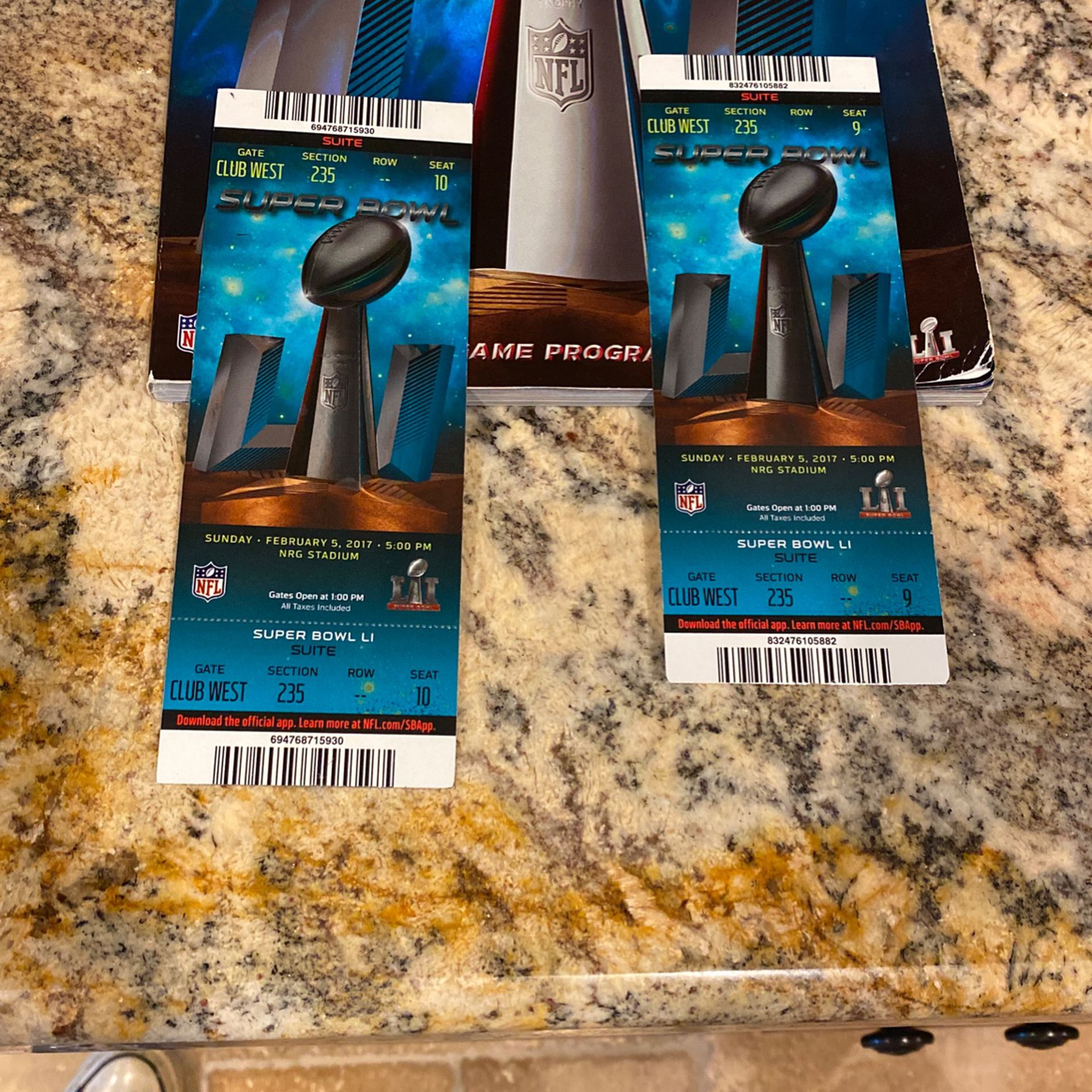 Super Bowl 51 Program And 2 Suite Tickets