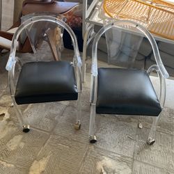 MCM Lucite Vinyl Curved Arm Chairs 2 for Sale in Cathedral City