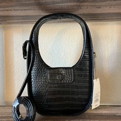 A New Day Black Faux Alligator Handbag 