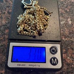 Gold 14k 24 inch Miami Cuban necklace with 14k Jade Buhda pendant