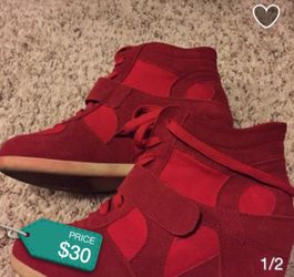 Red sneaker wedges