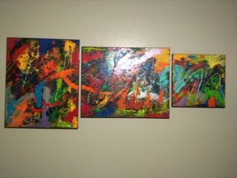 Beautiful 3 handmade canvas 2 canvas 16"x20"Small 10"x10"