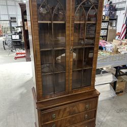Solid Wood China Cabinet / Curio Cabinet – Glass Doors & Storage Drawers
