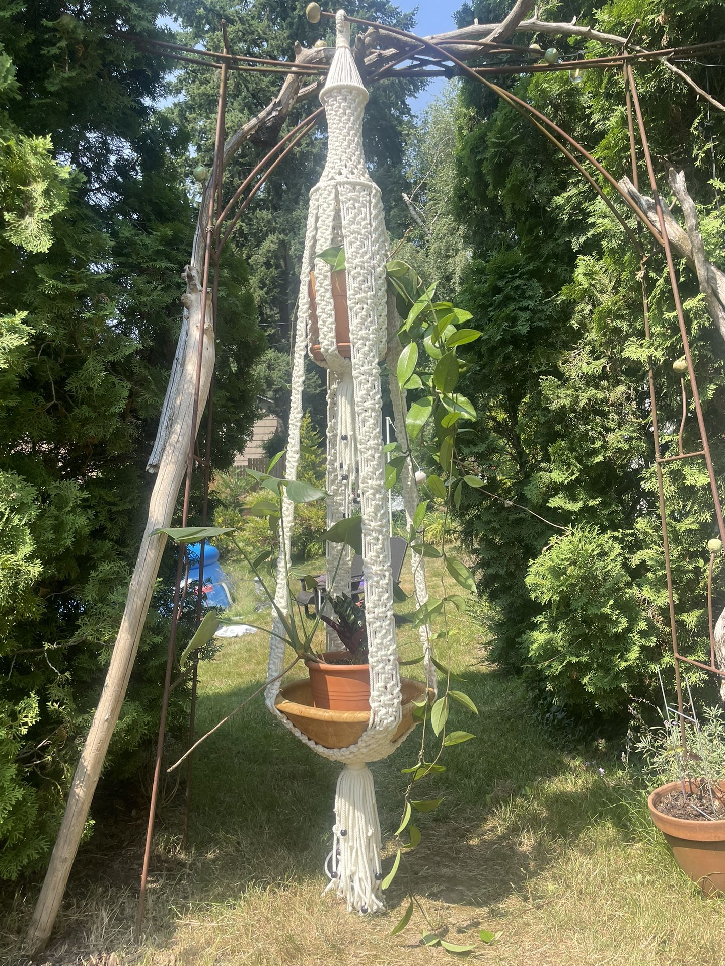 Boho Macrame Plant Hanger/hanging Side Table