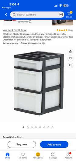 IRIS 3-Drawer Storage Organizer black and white