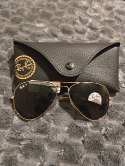 Ray-Ban Aviator Sunglasses Gold Frame Black Lenses RB3025 Style w/ Case