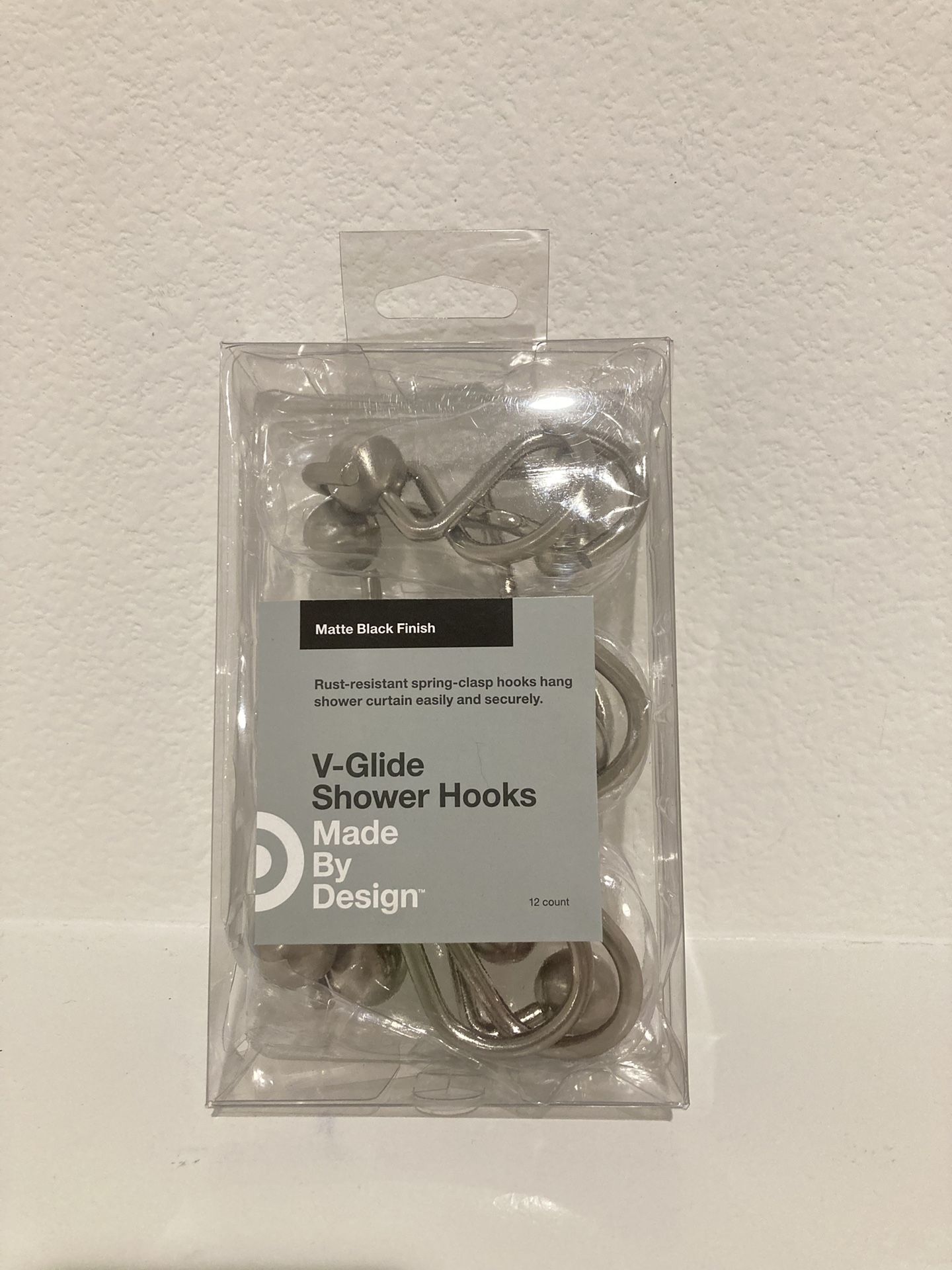 New V-Glide Shower Hooks- 12 Count