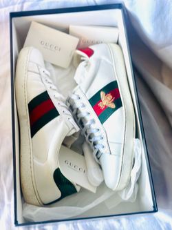 GUCCI ACE BEE LEATHER SNEAKERS
