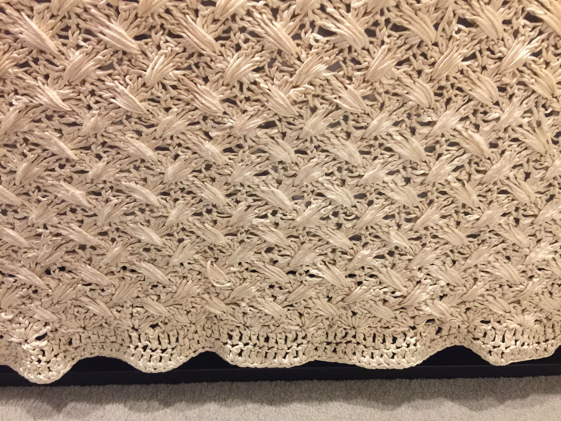 Hand Crocheted silky thread bed covering.