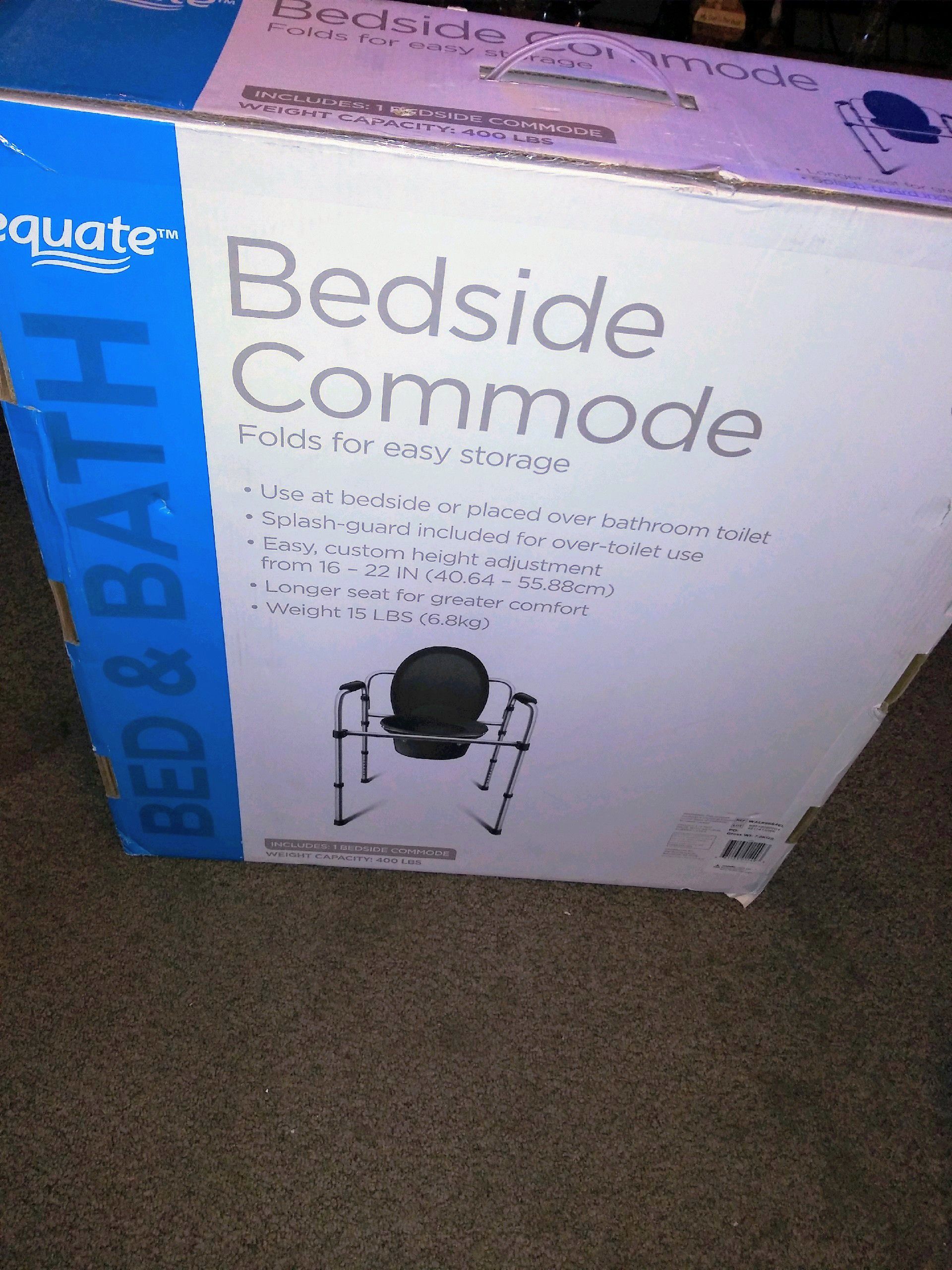 Equate bedside commode new