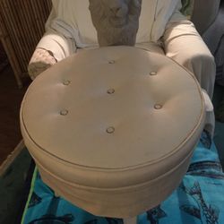 Rotatable Footstool. Fabric Skirt. Padded.